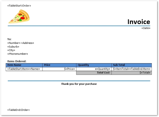 Mail Merge Template with Regions