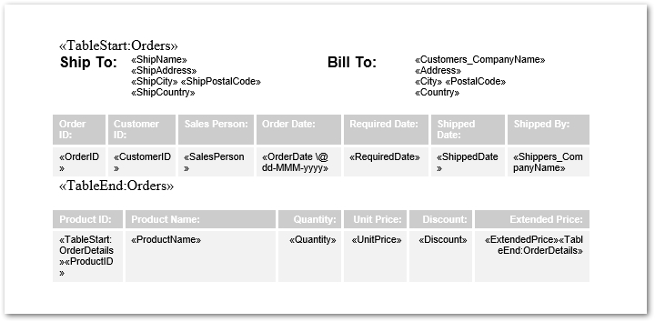 Mail Merge with Regions